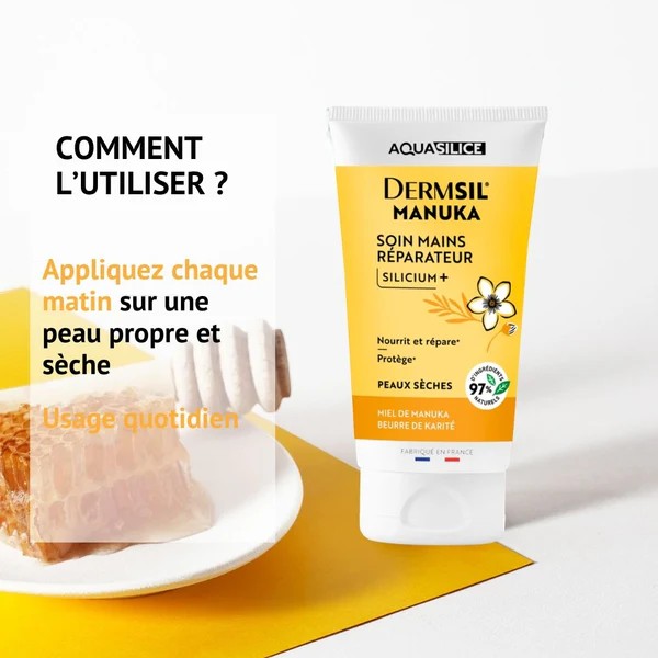 Comment utiliser le Soin Mains Dermsil Manuka – application quotidienne matin sur peau sèche
