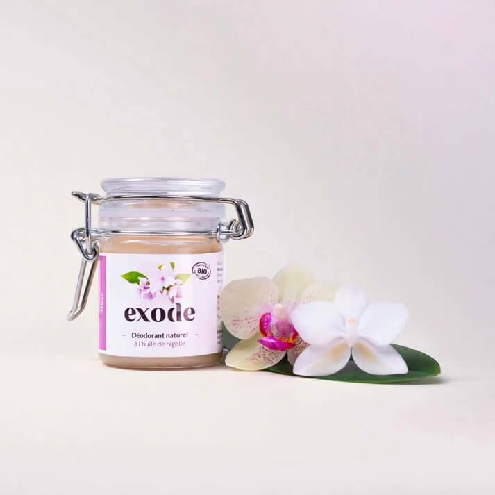 Déodorant baume naturel Exode Musc Peau Sensible à lhuile de nigelle et fleurs blanches