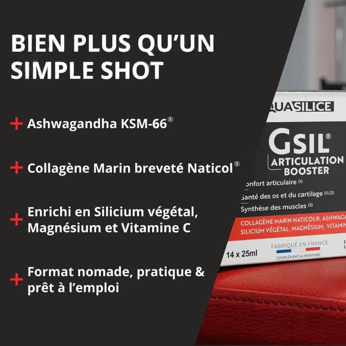 Formule GSIL Articulation Booster – collagène marin Naticol, ashwagandha, silicium, magnésium et vitamine C