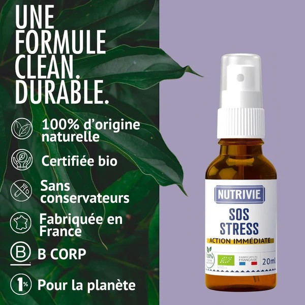 Spray anti-stress bio Nutrivie SOS Stress – relaxation immédiate et apaisement de la nervosité