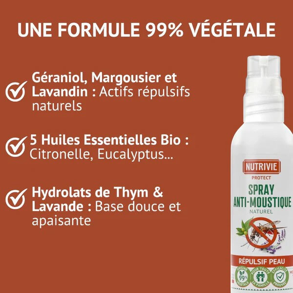 Composition végétale du spray Nutrivie – géraniol, neem et huiles essentielles bio
