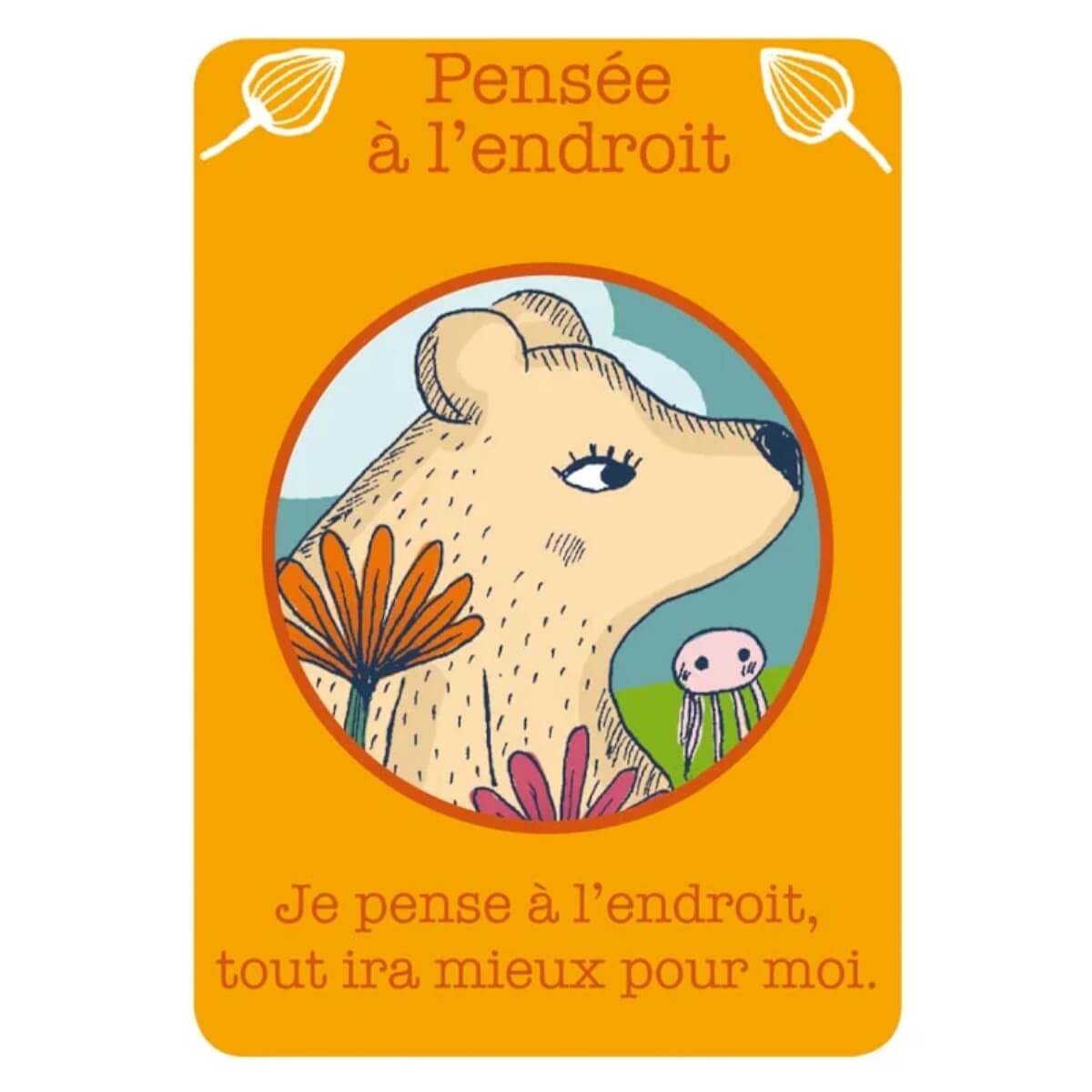 Carte du jeu Petites Pensées à lEndroit encourageant les pensées positives et la confiance en soi