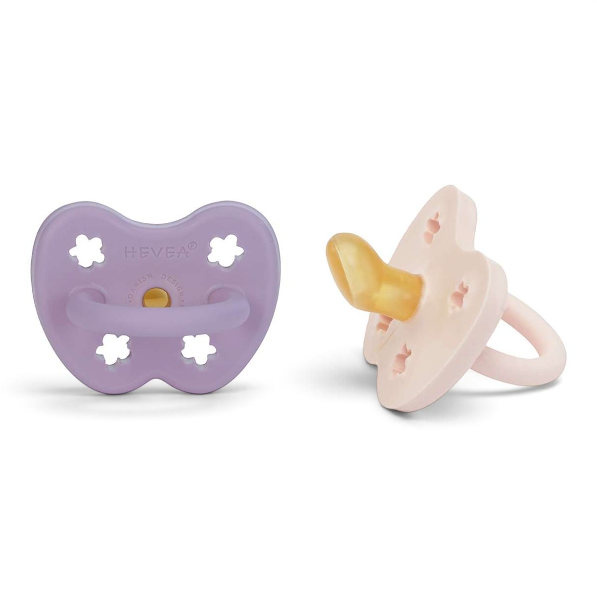 Lot de 2 Tétines Hevea Planet en Caoutchouc naturel Powder Pink et lavande - ortho - physiologique