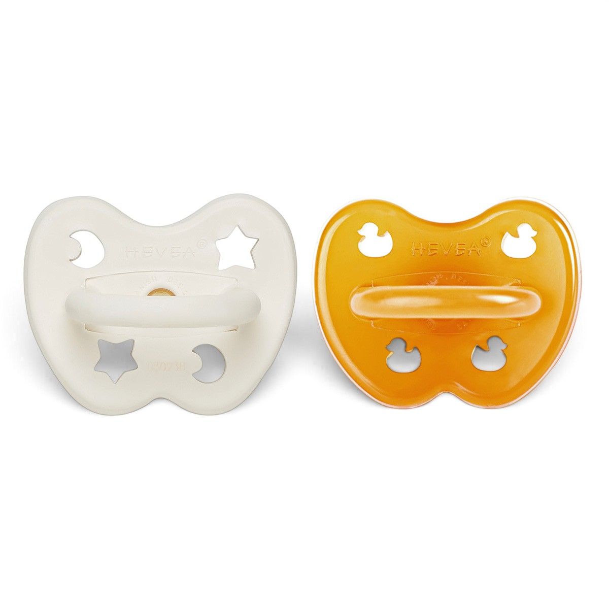 Lot de 2 tétines Hevea Planet symétriques 3-36 mois en Milky white  &amp;  naturel caoutchouc naturel