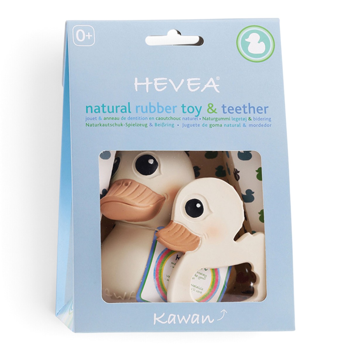Jouet de Bain Kawan le canard et anneau de dentition hevea - cadeau de naissance