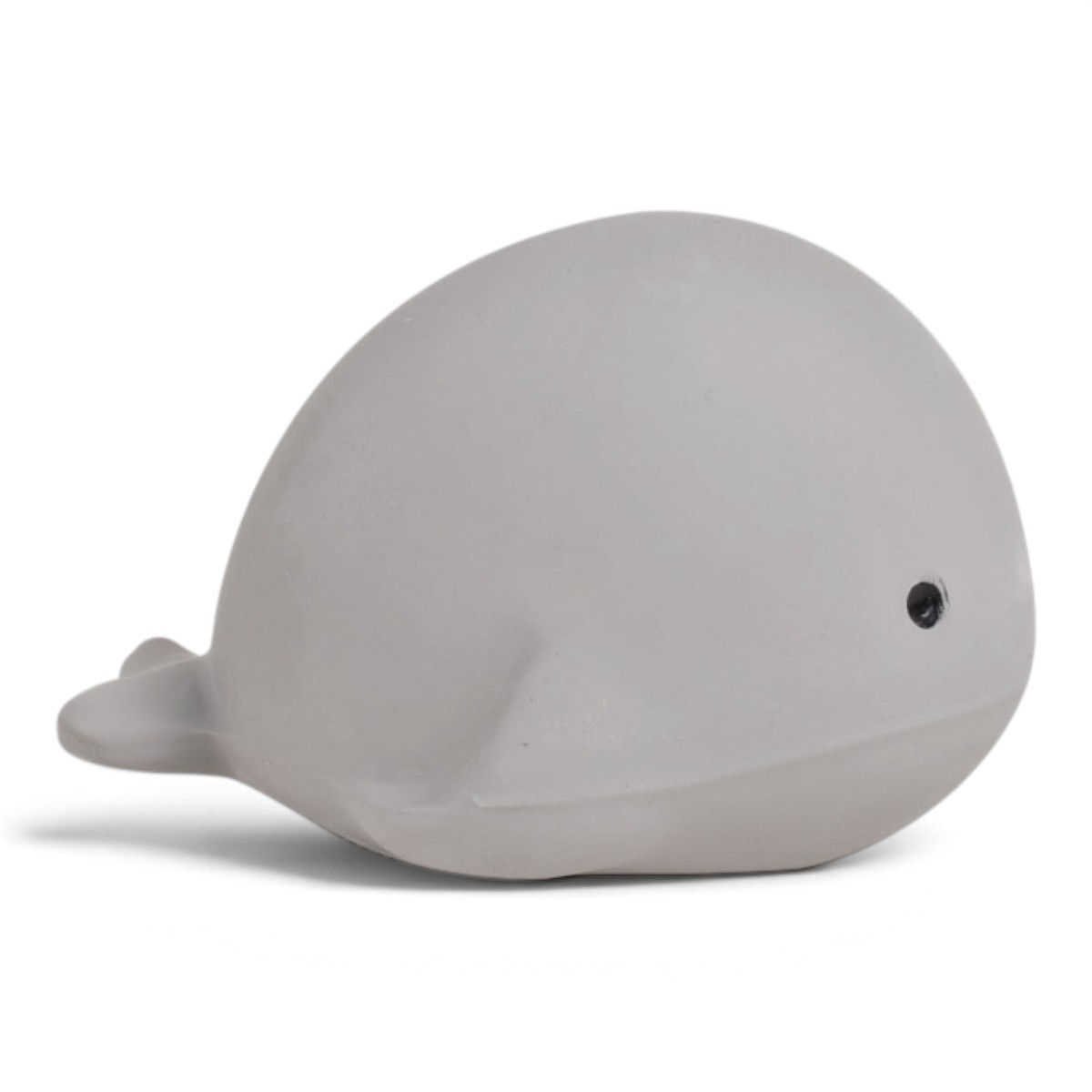 Baleine grise Tikiri, jouet de bain en caoutchouc naturel, vue de profil