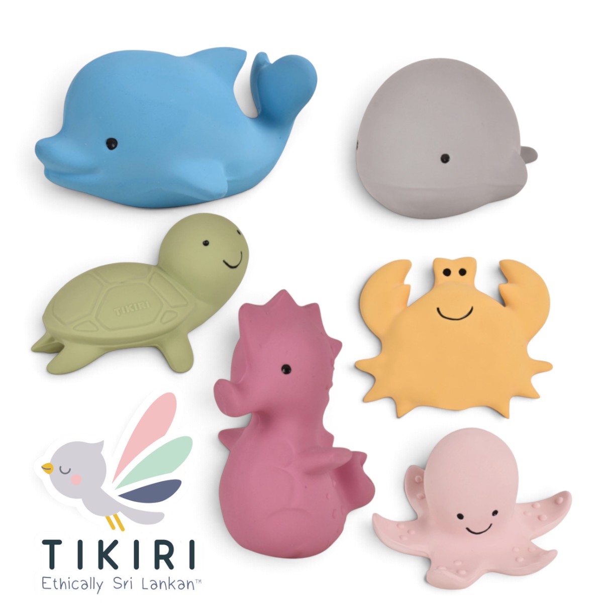 Mon premier animal marin Tikiri – Jouets de bain et hochets en caoutchouc naturel