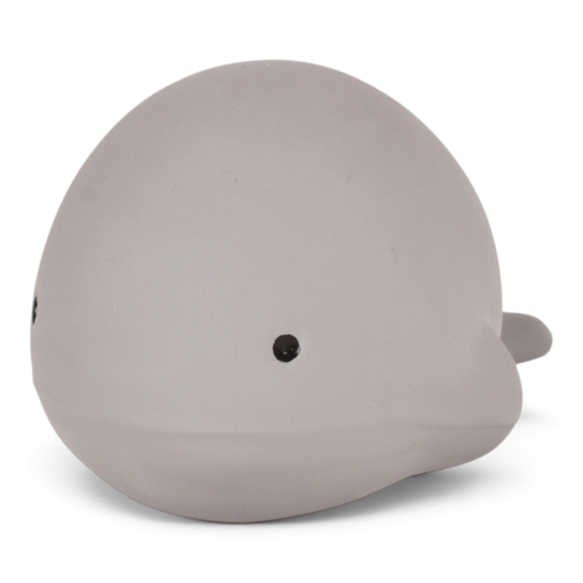 Jouet de bain baleine Tikiri en caoutchouc naturel gris, vue de trois quarts avant
