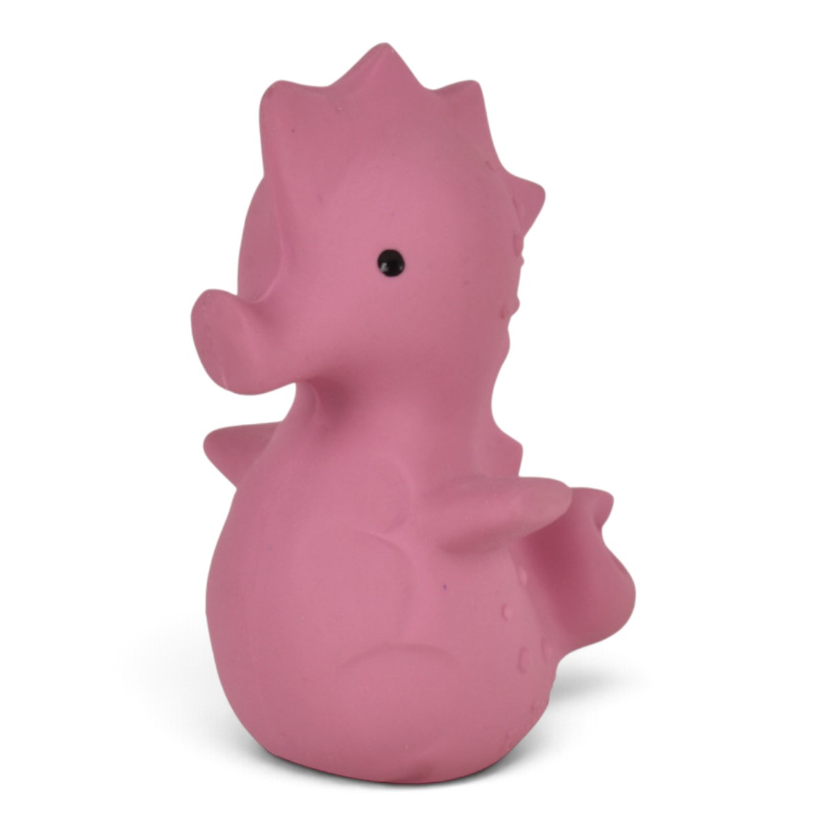 Jouet de bain hippocampe Tikiri rose en caoutchouc naturel, tourné vers la droite