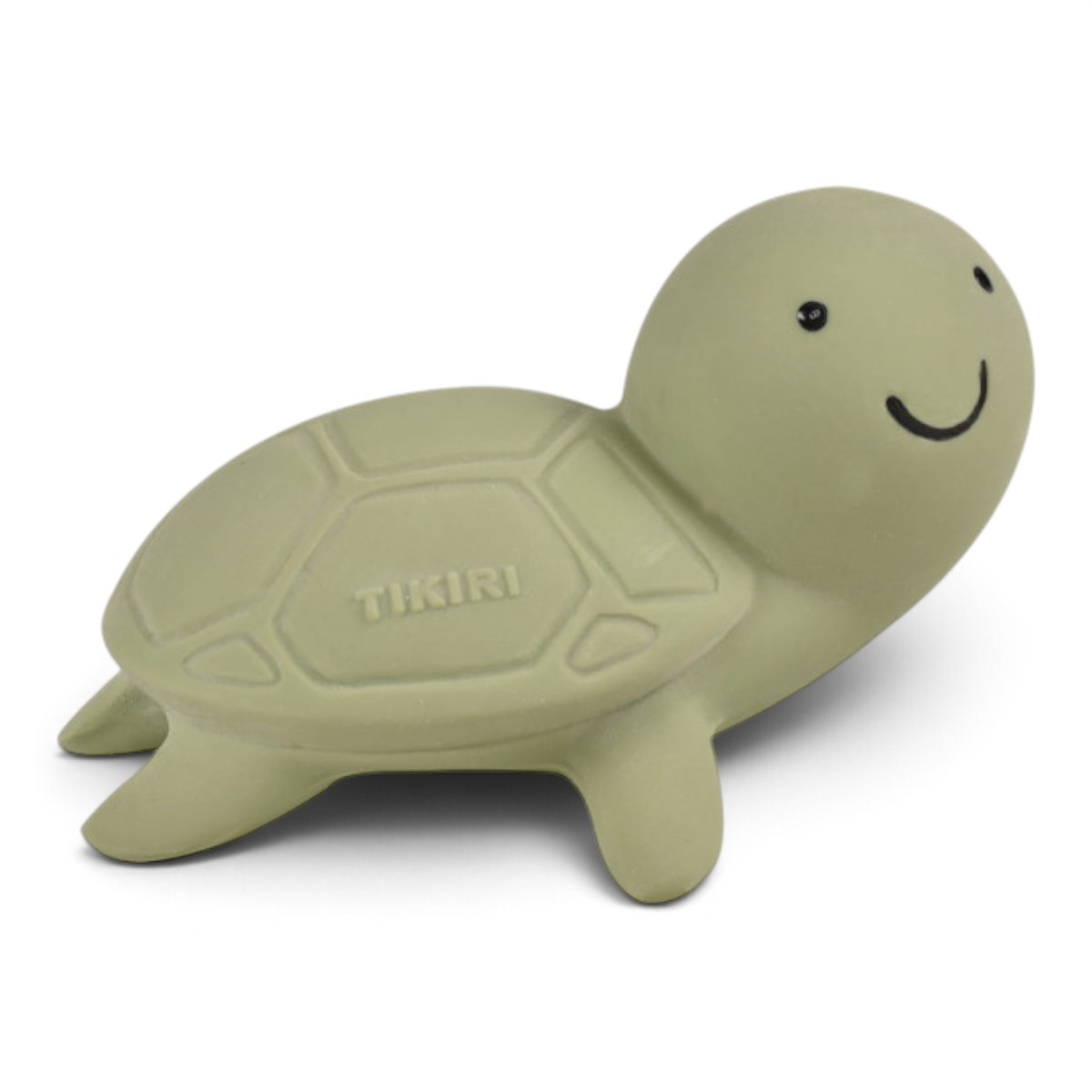 Jouet de bain tortue Tikiri en caoutchouc naturel, logo Tikiri gravé sur la carapace