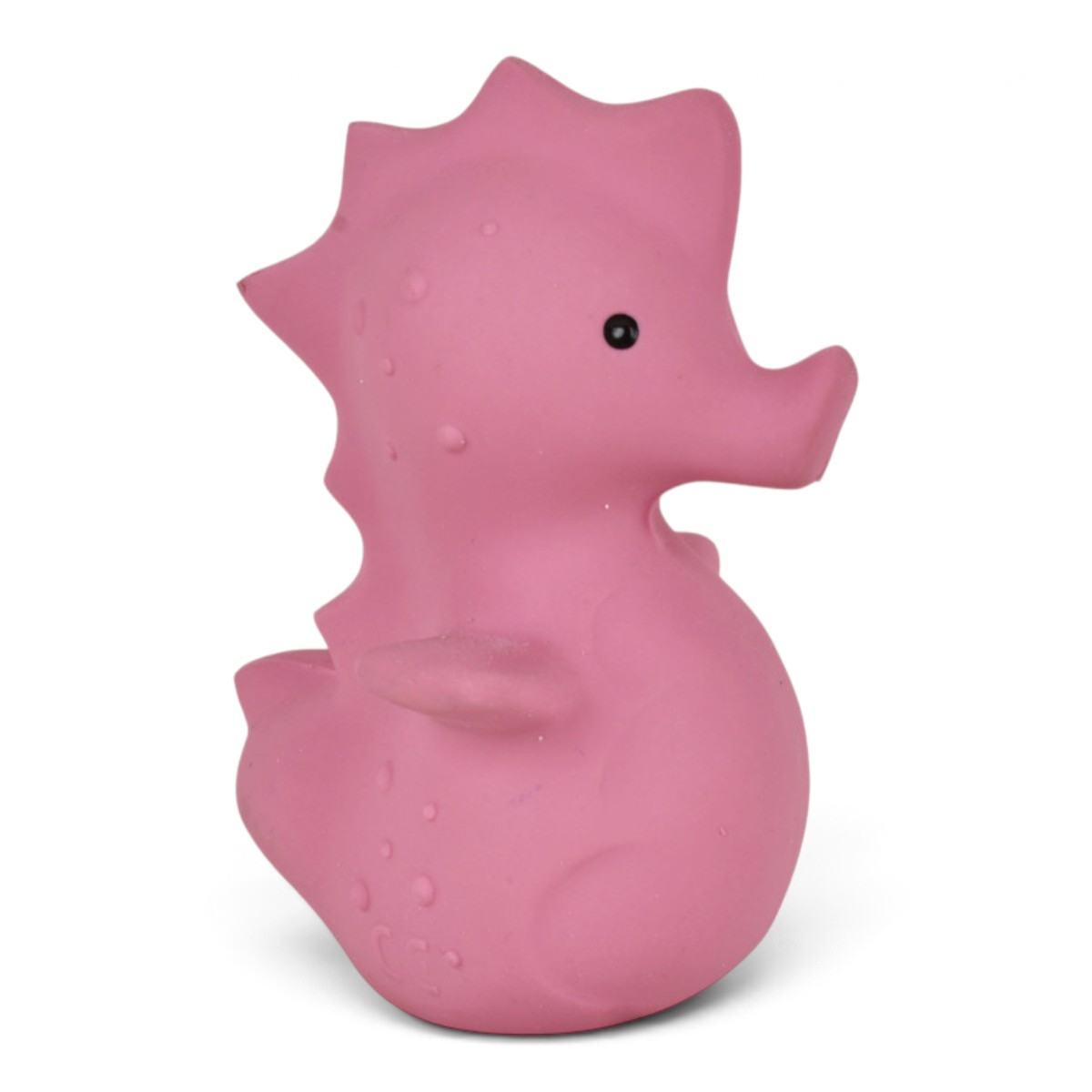 Hippocampe Tikiri en caoutchouc naturel rose, vue de trois quarts