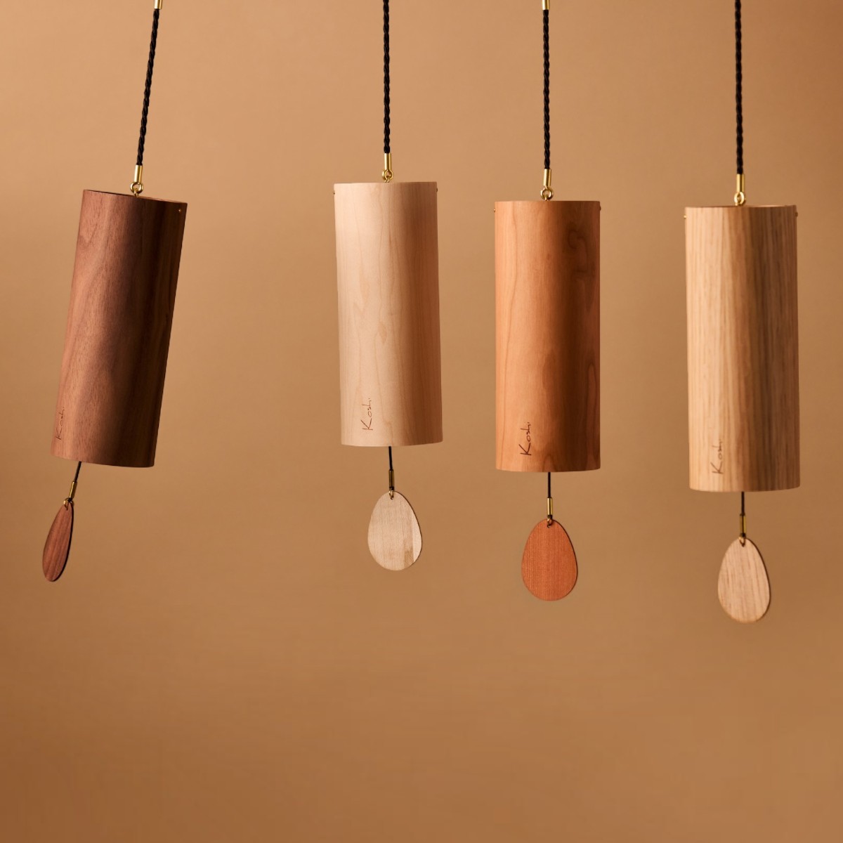 Set complet de 4 carillons Koshi Earth Symphony en bois  Mountain Forest River Ocean