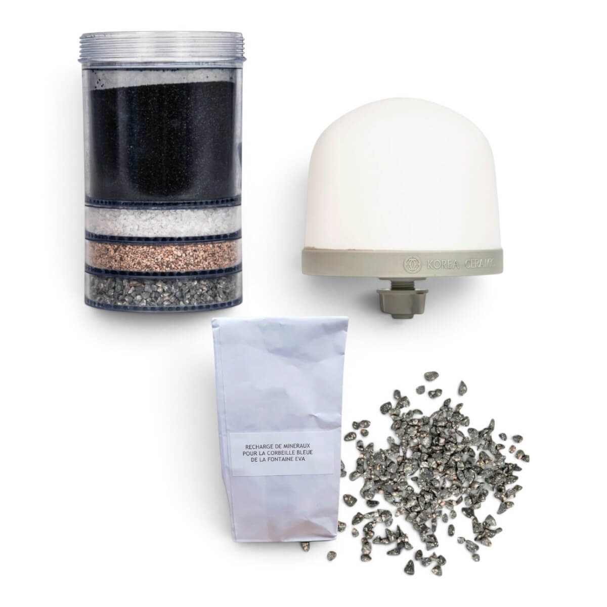 Kit de Filtration Fontaine Eva : Cartouche, Céramique & Minéraux