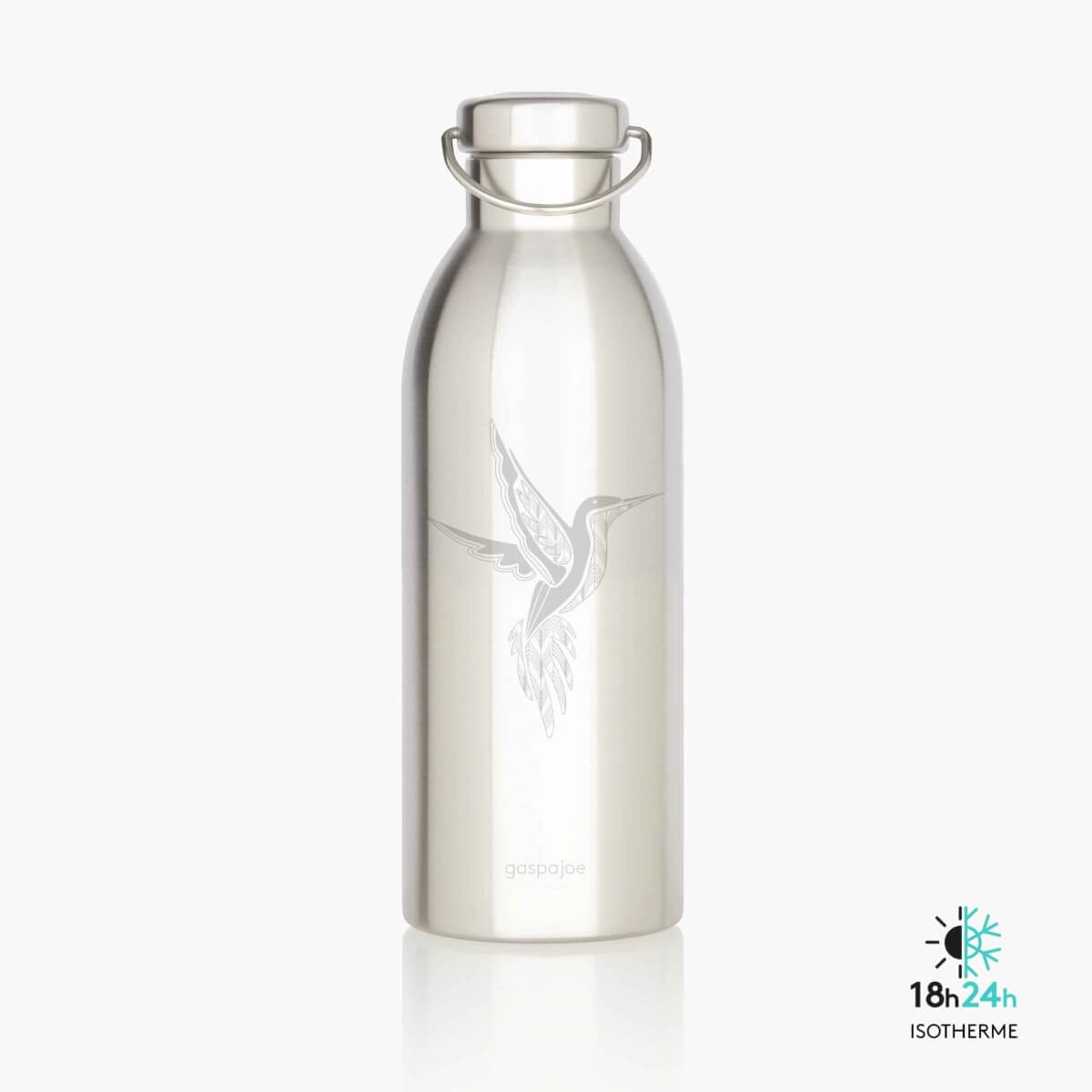 Gourde isotherme inox Happy Gaspajoe motif colibri gravé au laser