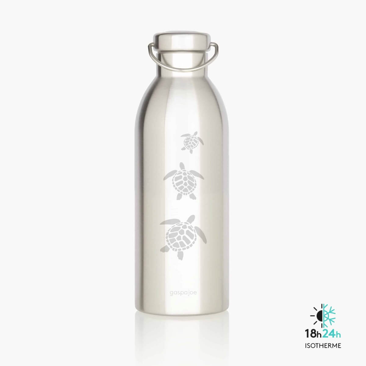 Gourde isotherme inox Happy Gaspajoe motif tortues gravé au lase