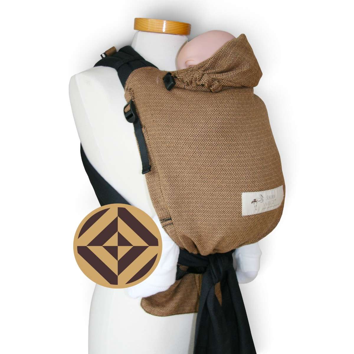 Babycarrier Storchenwiege Café : l\'écharpe tissée en brun chaleureux