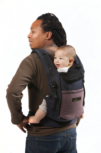 porte bébé jpmbb - physiocarirer coton bleu poche marron glace