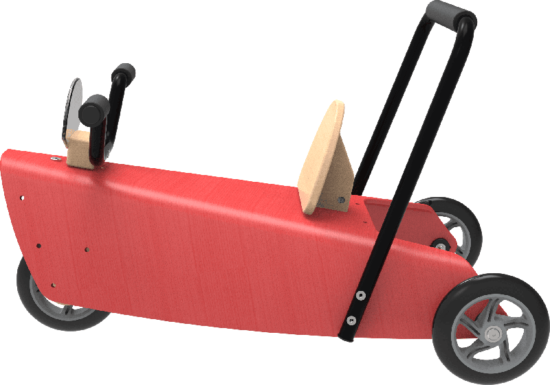 jouet en bois porteur moto chou du volant rouge