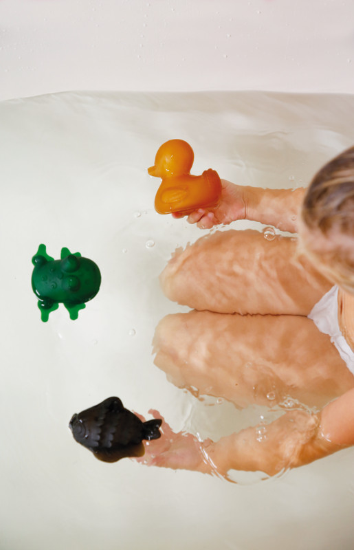 hevea - 3 jouets de bains colorés - caoutchouc naturel