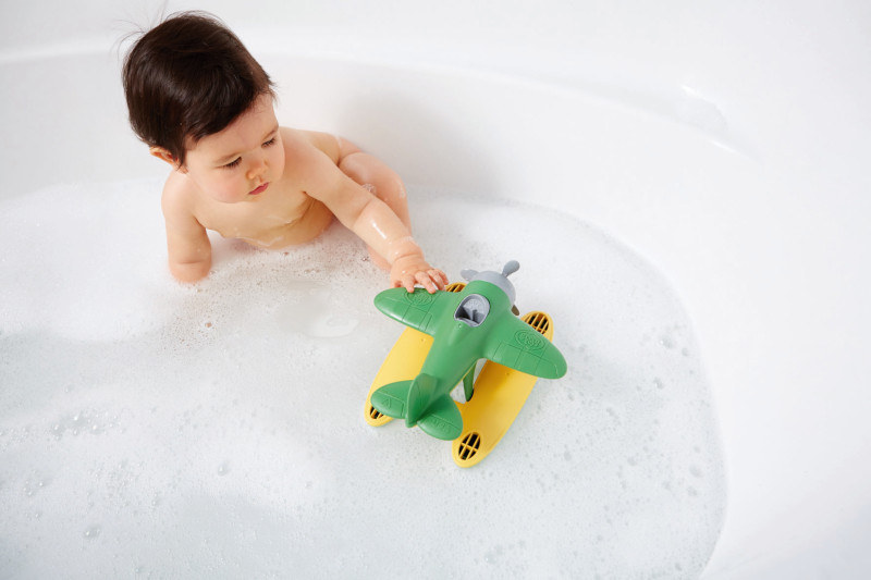 jouet de bain hydravion vert green toys