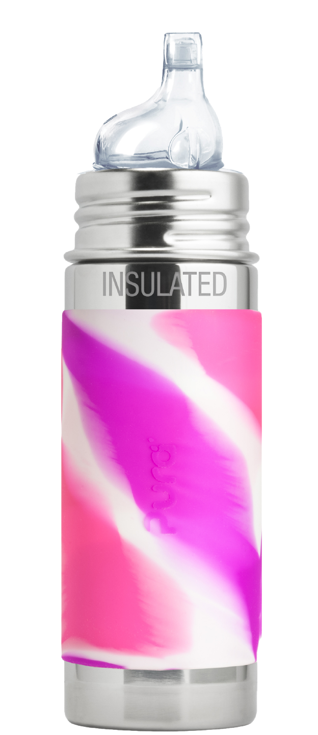 gourde pura Isotherme avec embout bec 260ml -6m+ - pink swirl