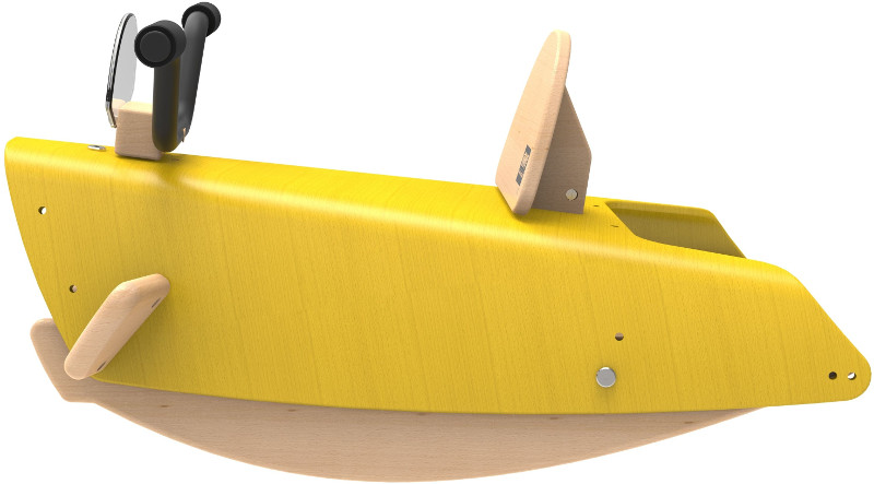 bascule en bois moto jaune pour enfant
