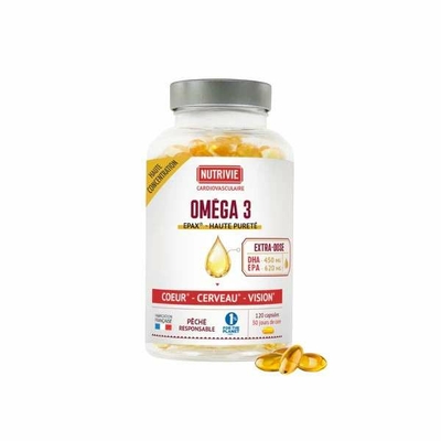 Flacon de 120 gélules Oméga 3 Nutrivie – extra-dose EPA et DHA