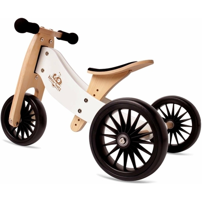 Tricycle Tiny Tot Plus blanc Kinderfeets en configuration trois roues