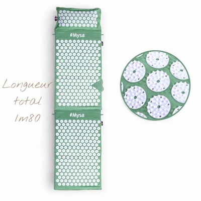 Tapis d’acupression Mysa avec coussin assorti, vue complète sur 1 mètre 80 de longueur