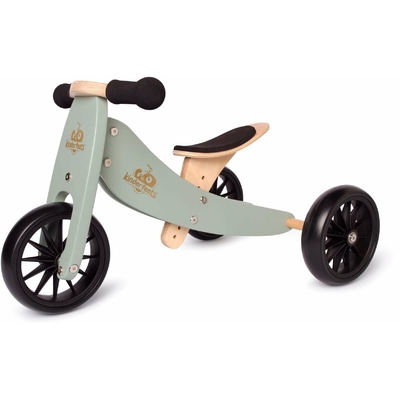 Draisienne Kinderfeets Tiny Tot Sage en bois vert sauge avec deux roues noires pour enfants de 12 mois