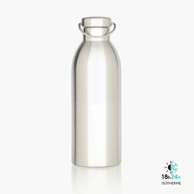 Gourde isotherme inox 500 ml Happy Gaspajoe neutre avec bouchon et anse inox
