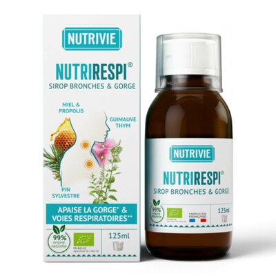Sirop Gorge et Bronches Bio NUTRIRESPI – Miel & Propolis – 125 ml