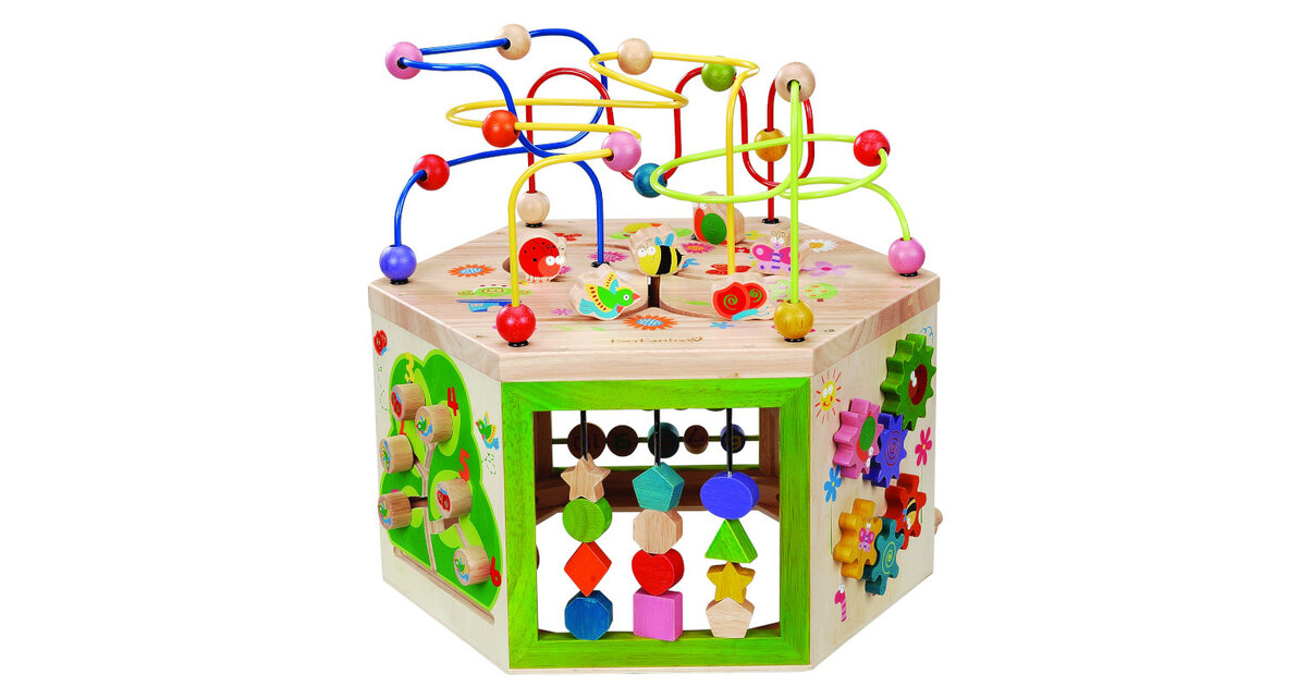 Cube d'activité en bois Montessori Jouets pour garçons et filles de 2, 3, 4 ans | Centre d'activités sensorielles pour le développement de bébé