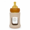 Biberon en verre borosilicaté Hevea col large 150 ml avec manchon caoutchouc naturel Sand