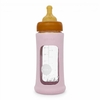 Biberon en verre borosilicaté Hevea col large 250 ml avec manchon caoutchouc naturel Powder Pink