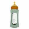 Biberon en verre borosilicaté Hevea col large 250 ml avec manchon caoutchouc naturel Seafoam Blue
