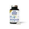 Flacon Magnésium Bisglycinate Nutrivie 120 gélules posé sur une planche, avec un verre d'eau et des gélules
