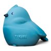 Oiseau bleu Tikiri en caoutchouc naturel, logo Tikiri gravé sur le ventre