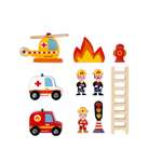 personnages Caserne de Pompiers en bois Janod
