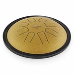 Tambour à langue doré Meinl posé seul sur fond blanc, vue de dessus (1)