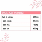 Tableau nutritionnel Oméga 3 Nutrivie – 2000 mg huile de poisson, 1260 mg oméga 3 dont EPA et DHA