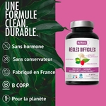 formule naturelle sans hormones Nutrivie Règles Difficiles, à base d’Achillée millefeuille, Framboisier, Camomille, Griffonia et vitamine B6.