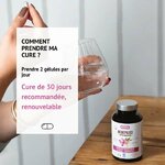 Conseils d’utilisation du complément Ménopause Nutrivie  2 gélules par jour pendant 30 jours, cure renouvelable, facile à intégrer au quotidien