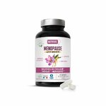 Flacon du complément alimentaire Ménopause Nutrivie, gélules naturelles à base de safran, sauge et ginseng pour bouffées de chaleur, fatigue et nervosité