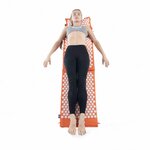 Femme allongée sur le ThermoMag Mysa Duo XXL de 180 cm, tapis d’acupression orange avec aimants