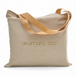 Sac de transport Akumata Eco en lin beige avec anses camel
