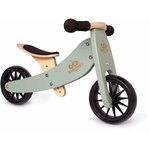 Tricycle Kinderfeets Tiny Tot Sage 2-en-1 avec trois roues et cadre en bois certifié FSC vert sauge