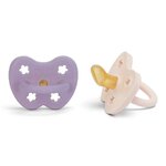 Lot de 2 Tétines Hevea Planet en Caoutchouc naturel Powder Pink et lavande - ortho - physiologique
