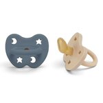 Lot de 2 Tétines Hevea Planet en Caoutchouc naturel Sand et Ocean Blue - ortho - physiologique