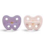 Lot de 2 Tétines Hevea Planet en Caoutchouc naturel Powder Pink et lavande
